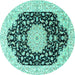 Round Persian Turquoise Traditional Rug, tr3520turq