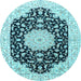 Round Machine Washable Persian Light Blue Traditional Rug, wshtr3520lblu