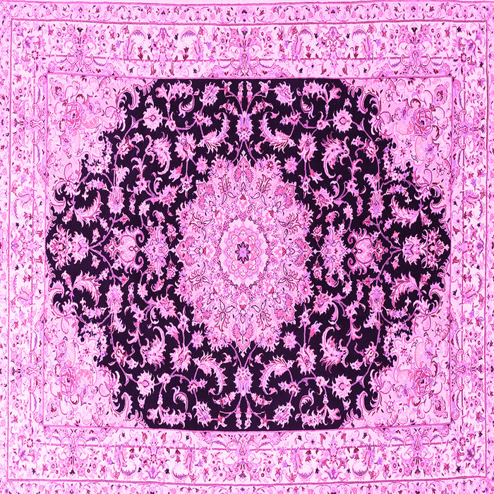 Square Machine Washable Persian Pink Traditional Rug, wshtr3520pnk