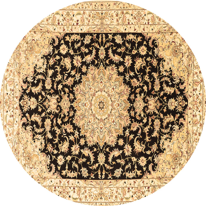 Round Persian Brown Traditional Rug, tr3520brn