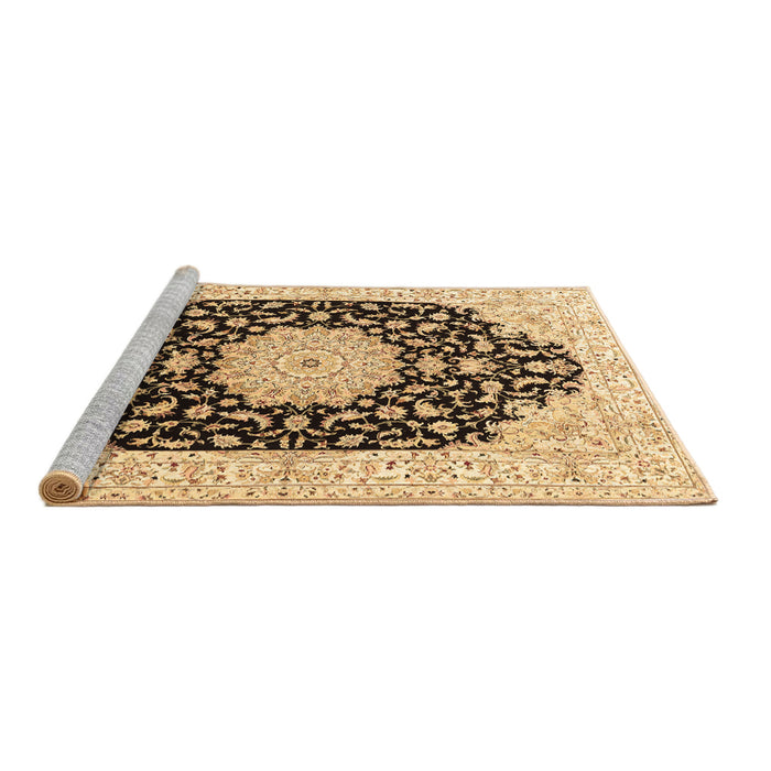 Sideview of Machine Washable Persian Brown Traditional Rug, wshtr3520brn