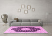 Machine Washable Persian Pink Traditional Rug in a Living Room, wshtr3520pnk