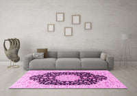 Machine Washable Persian Pink Traditional Rug, wshtr3520pnk