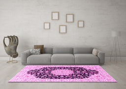 Machine Washable Persian Pink Traditional Rug in a Living Room, wshtr3520pnk
