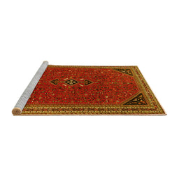 Sideview of Machine Washable Persian Yellow Traditional Rug, wshtr3521yw
