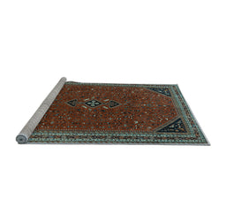 Sideview of Machine Washable Persian Light Blue Traditional Rug, wshtr3521lblu