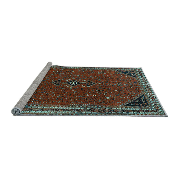 Sideview of Machine Washable Persian Light Blue Traditional Rug, wshtr3521lblu