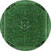 Round Machine Washable Persian Emerald Green Traditional Area Rugs, wshtr3521emgrn