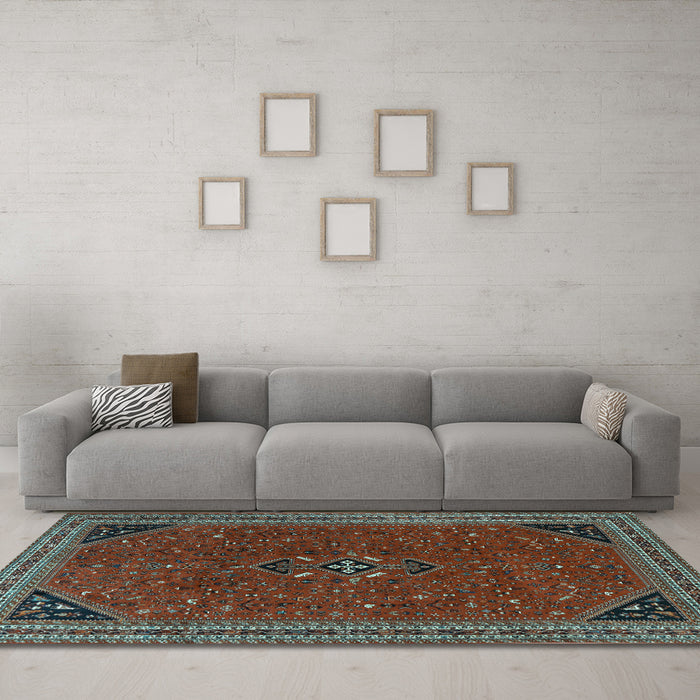 Machine Washable Persian Light Blue Traditional Rug in a Living Room, wshtr3521lblu