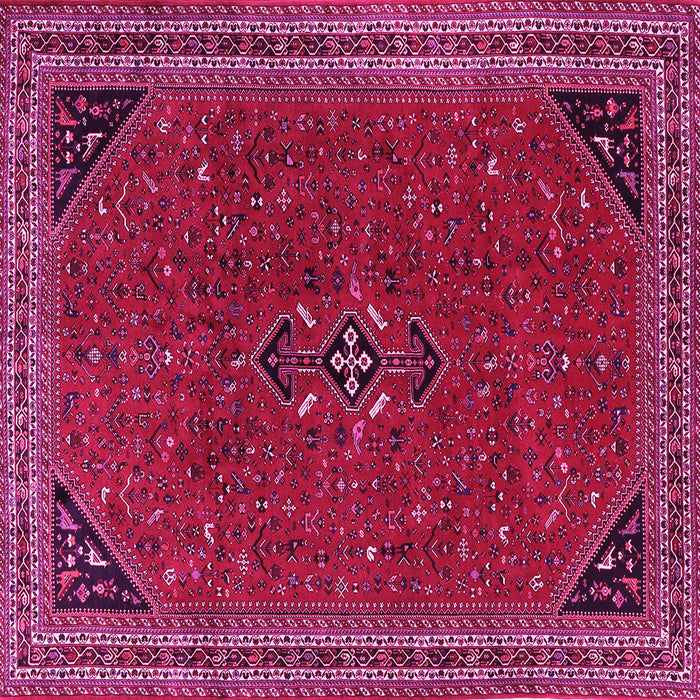Square Machine Washable Persian Pink Traditional Rug, wshtr3521pnk