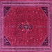 Square Machine Washable Persian Pink Traditional Rug, wshtr3521pnk