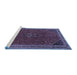 Sideview of Machine Washable Persian Blue Traditional Rug, wshtr3521blu