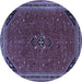 Round Persian Blue Traditional Rug, tr3521blu