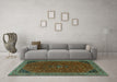 Machine Washable Persian Turquoise Traditional Area Rugs in a Living Room,, wshtr3521turq