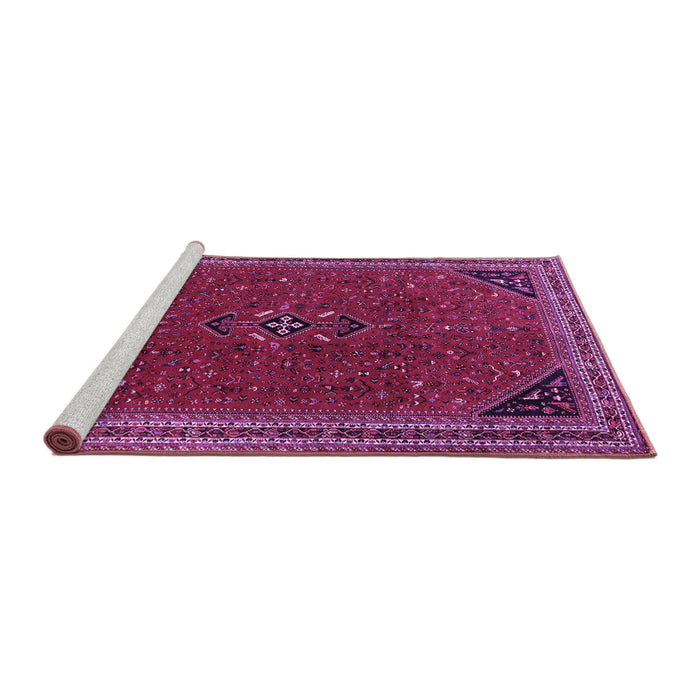 Sideview of Machine Washable Persian Purple Traditional Area Rugs, wshtr3521pur