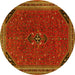 Round Persian Yellow Traditional Rug, tr3521yw