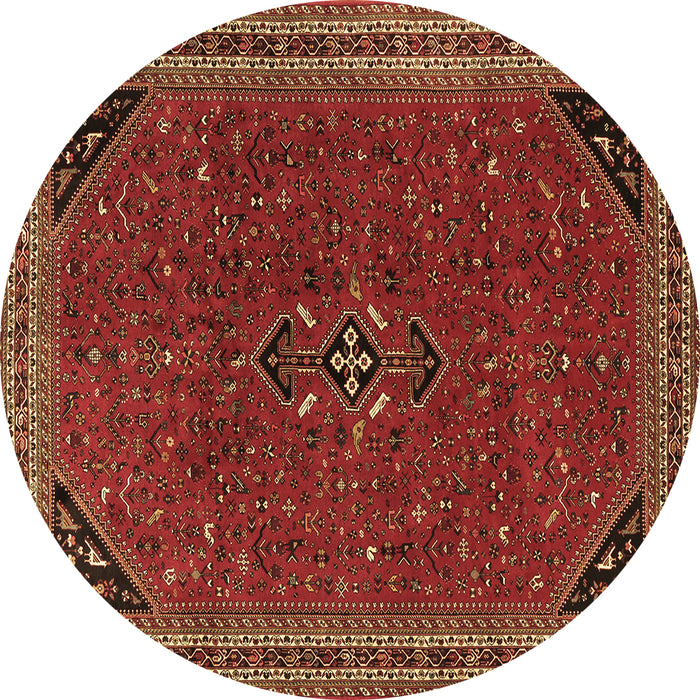 Round Machine Washable Persian Brown Traditional Rug, wshtr3521brn