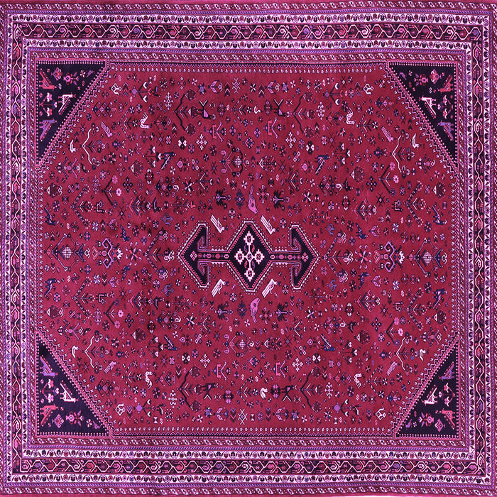 Square Machine Washable Persian Purple Traditional Area Rugs, wshtr3521pur