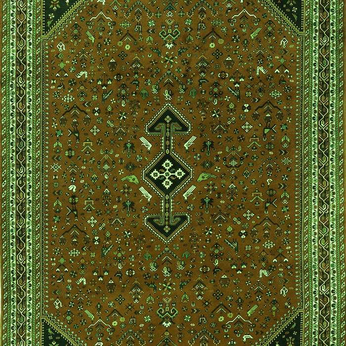 Serging Thickness of Machine Washable Persian Green Traditional Area Rugs, wshtr3521grn