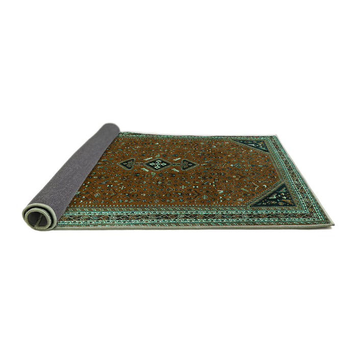 Sideview of Persian Turquoise Traditional Rug, tr3521turq