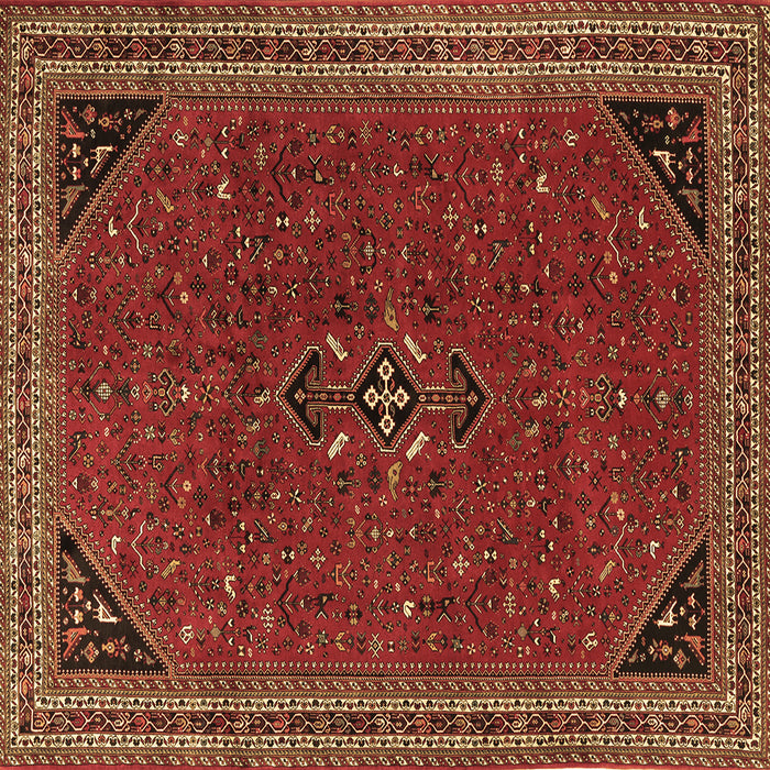 Square Machine Washable Persian Brown Traditional Rug, wshtr3521brn