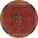 Round Persian Brown Traditional Rug, tr3521brn