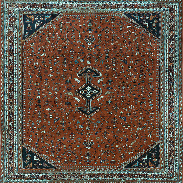 Square Machine Washable Persian Light Blue Traditional Rug, wshtr3521lblu