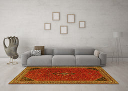 Machine Washable Persian Yellow Traditional Rug in a Living Room, wshtr3521yw