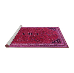 Sideview of Machine Washable Persian Pink Traditional Rug, wshtr3521pnk