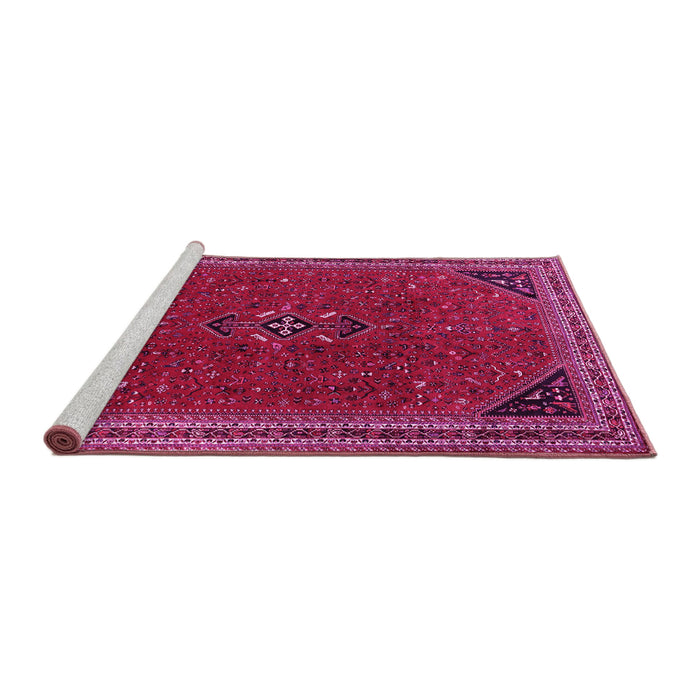 Sideview of Machine Washable Persian Pink Traditional Rug, wshtr3521pnk