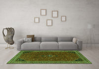 Machine Washable Persian Green Traditional Rug, wshtr3521grn