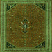 Round Machine Washable Persian Green Traditional Area Rugs, wshtr3521grn