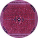 Round Machine Washable Persian Purple Traditional Area Rugs, wshtr3521pur