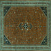 Square Machine Washable Persian Turquoise Traditional Area Rugs, wshtr3521turq