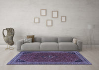 Machine Washable Persian Blue Traditional Rug, wshtr3521blu