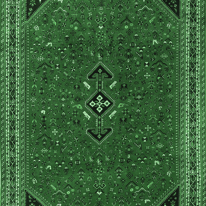 Machine Washable Persian Emerald Green Traditional Area Rugs, wshtr3521emgrn