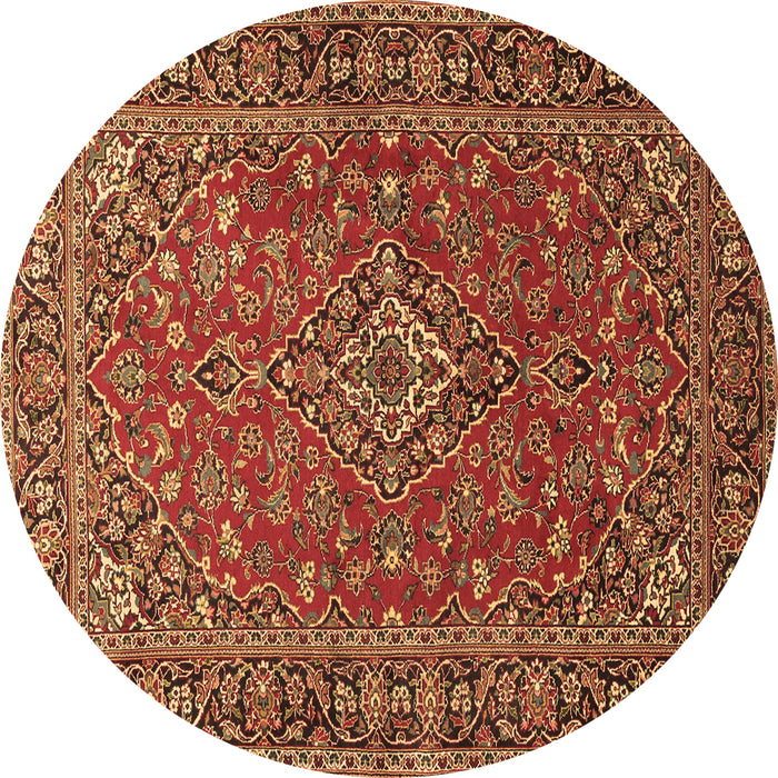 Round Persian Brown Traditional Rug, tr3522brn