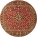 Round Persian Brown Traditional Rug, tr3522brn