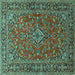 Square Machine Washable Persian Turquoise Traditional Area Rugs, wshtr3522turq