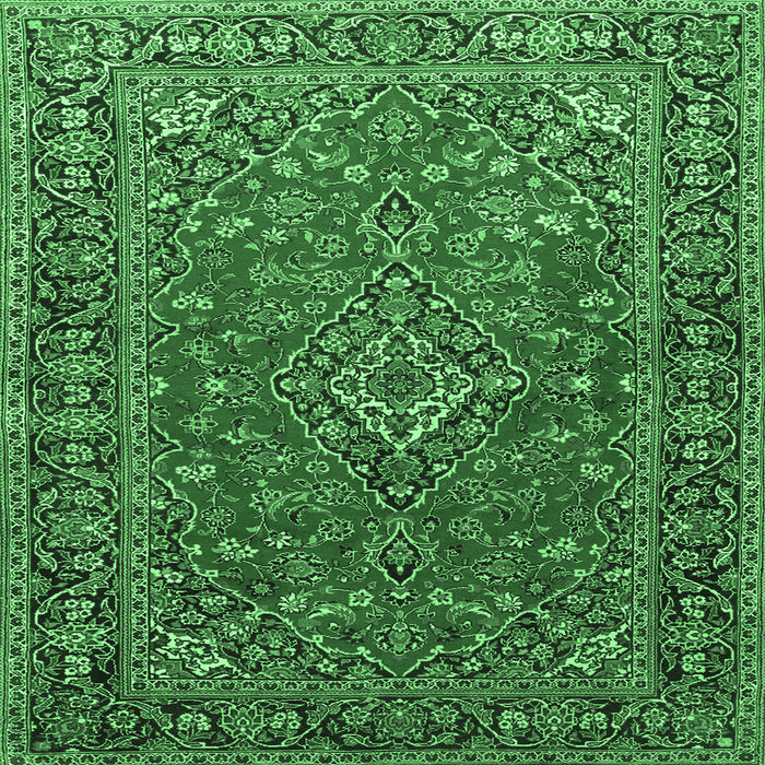 Square Persian Emerald Green Traditional Rug, tr3522emgrn
