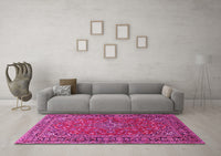 Machine Washable Persian Pink Traditional Rug, wshtr3522pnk