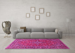 Machine Washable Persian Pink Traditional Rug in a Living Room, wshtr3522pnk