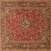 Square Machine Washable Persian Brown Traditional Rug, wshtr3522brn