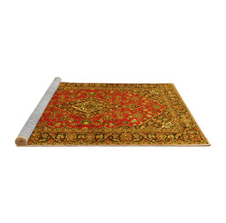 Sideview of Machine Washable Persian Yellow Traditional Rug, wshtr3522yw