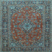 Square Machine Washable Persian Light Blue Traditional Rug, wshtr3522lblu