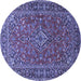 Round Persian Blue Traditional Rug, tr3522blu