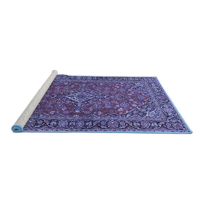 Sideview of Machine Washable Persian Blue Traditional Rug, wshtr3522blu