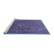 Sideview of Machine Washable Persian Blue Traditional Rug, wshtr3522blu