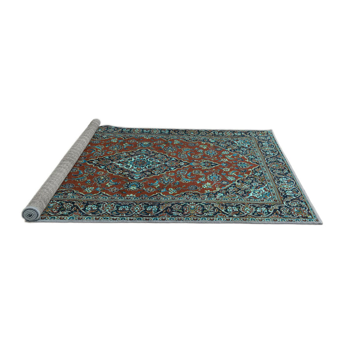Sideview of Machine Washable Persian Light Blue Traditional Rug, wshtr3522lblu