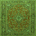 Round Machine Washable Persian Green Traditional Area Rugs, wshtr3522grn